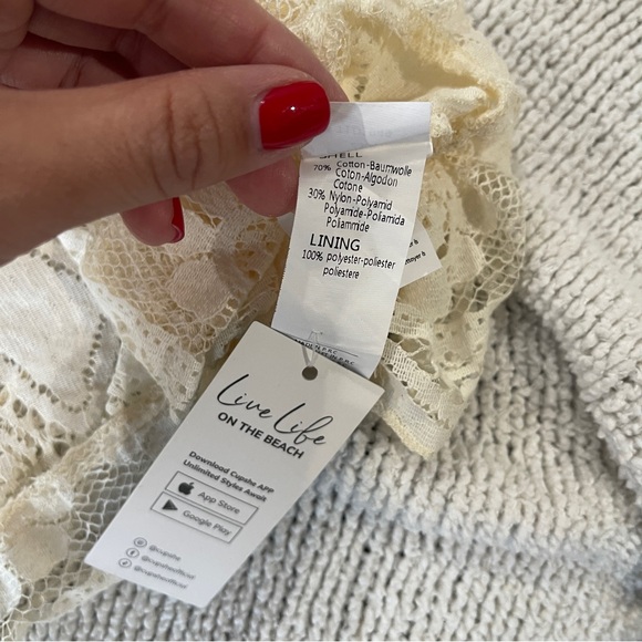 Cupshe women’s Cream Lace Spaghetti Strap swim coverup Dress XS NWT - Picture 6 of 6